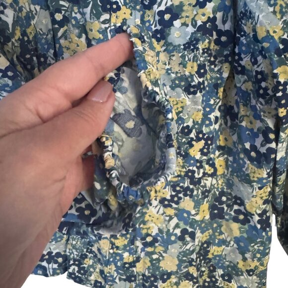 Ann Taylor Blue Floral Button Down Peasant Blouse Women's Medium NEW - Picture 4 of 6